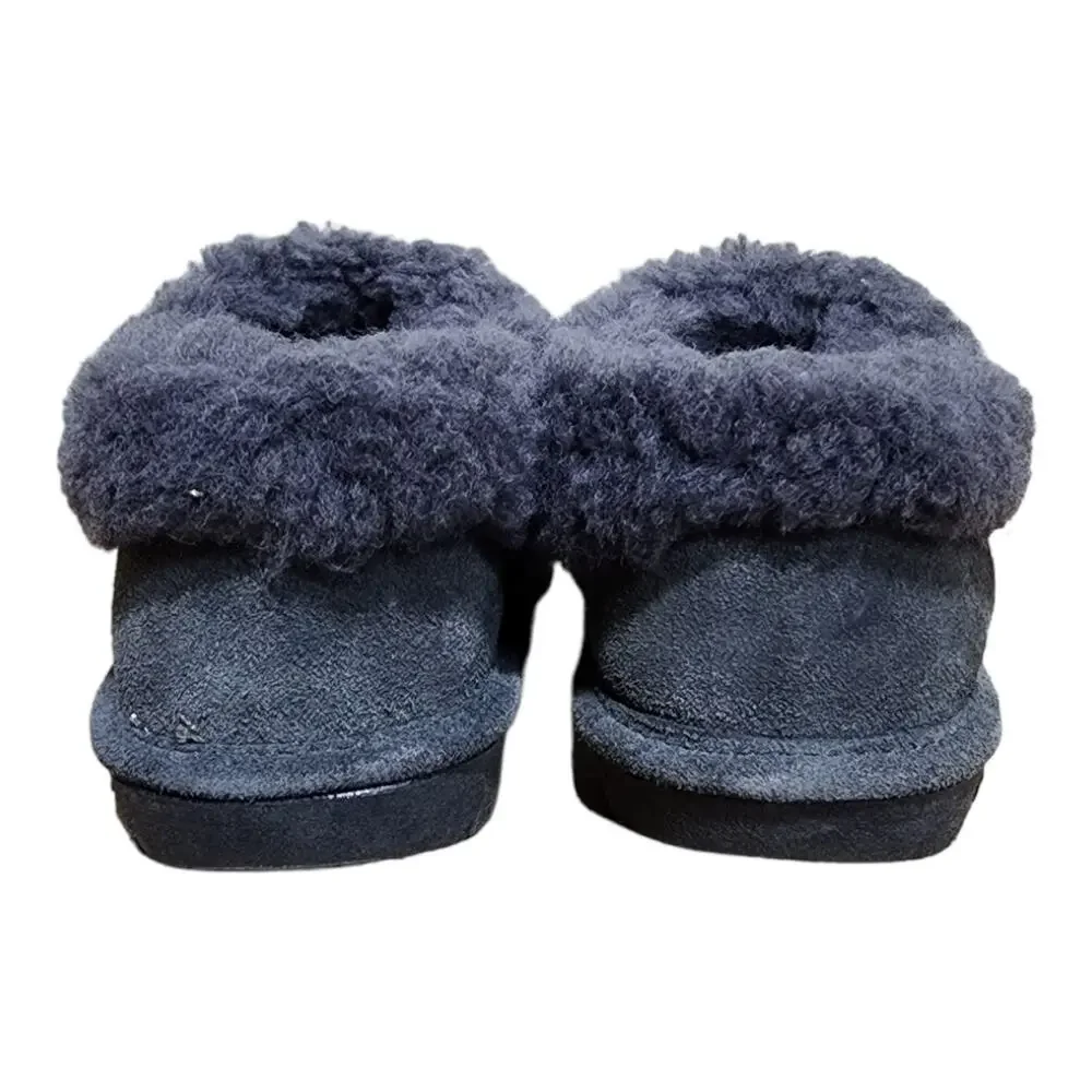 Bearpaw Alice Knit Suede Charcoal Slippers Kid’s Size 2Y